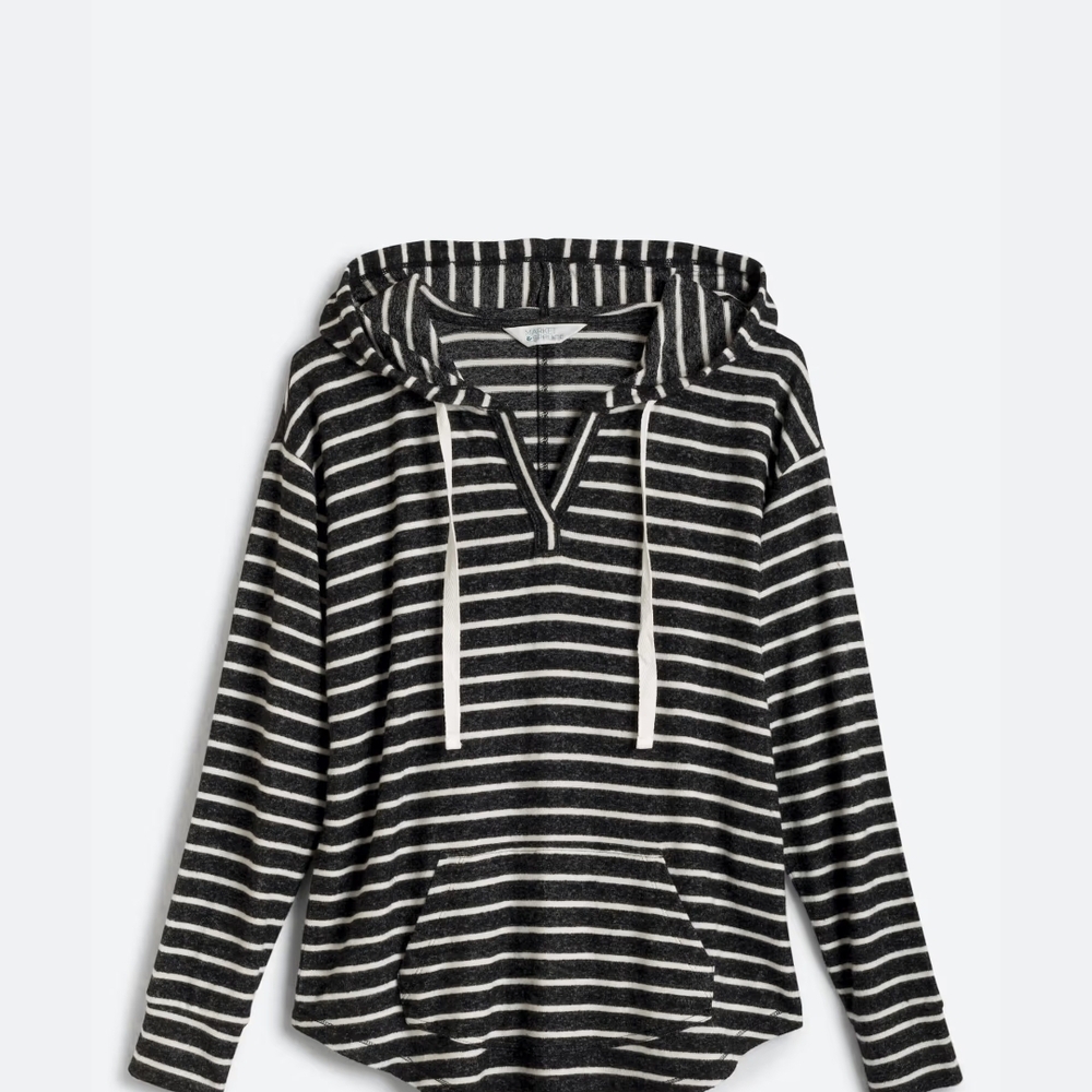 Market & Spruce Navy and White Kallon Brushed Knitted Hoodie